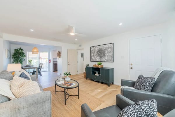 Modern common area with seating and decor