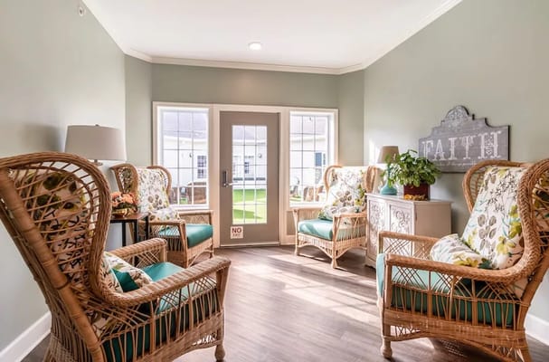 Bright common area with comfortable seating