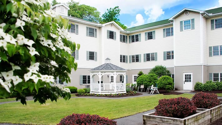 Beautiful outdoor view of the facility with gazebo and landscaping