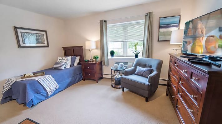 Cozy bedroom in a senior living facility