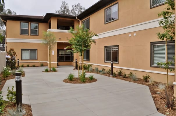 Outdoor courtyard area of the assisted living facility