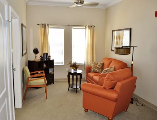 Cozy sitting area in a resident room
