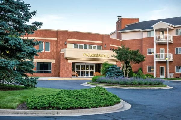 Front entrance of Pickersgill Retirement Community with landscaping