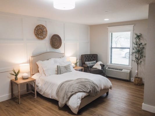 Well-furnished bedroom in assisted living facility