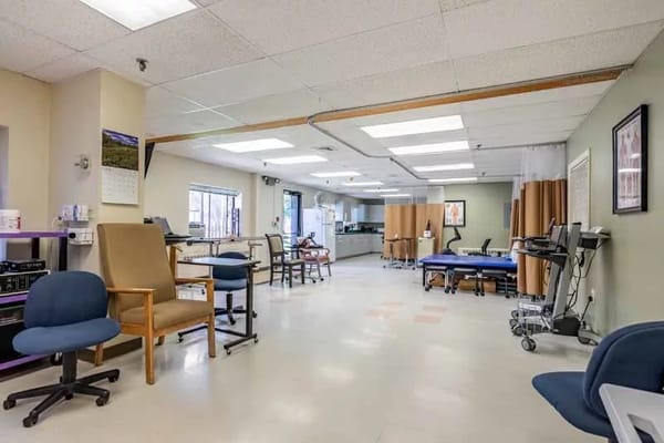 Interior view of a therapy room at the facility