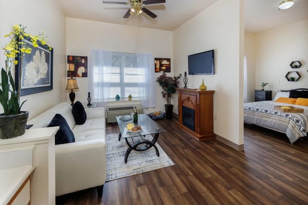 Bright and cozy interior of a resident's room