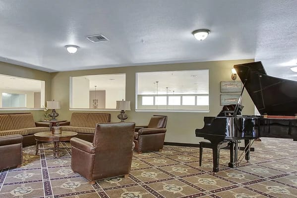 Common area with seating and a piano