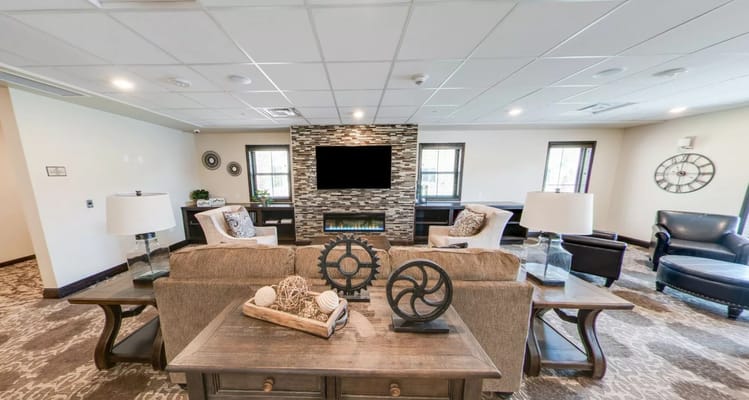 Cozy lounge area with comfortable seating and decor