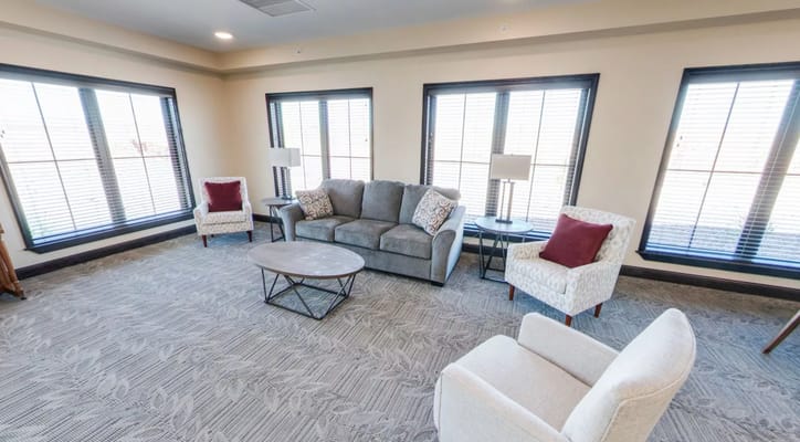 Bright common area with comfortable seating