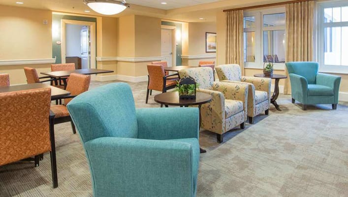 Bright lounge area with comfortable seating