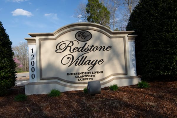 Sign for Redstone Village facility entrance