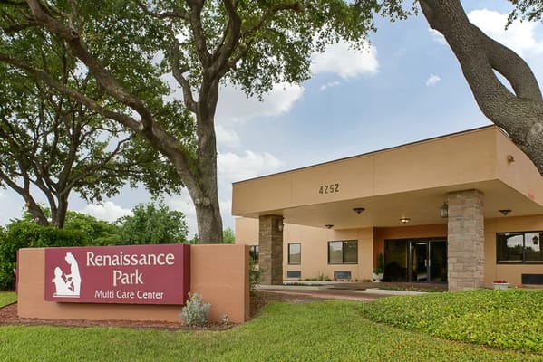 Exterior view of Renaissance Park Multi Care Center with signage.