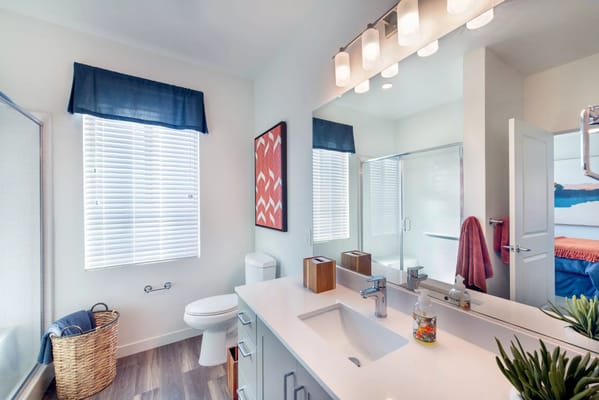 Modern bathroom with natural light and stylish decor