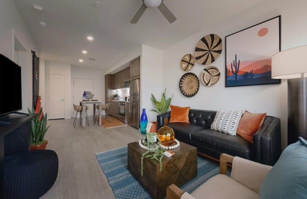 Cozy interior of a stylish living space at Revel Scottsdale