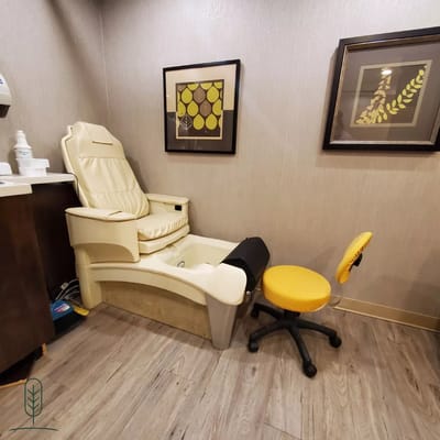 Interior spa area with a massage chair