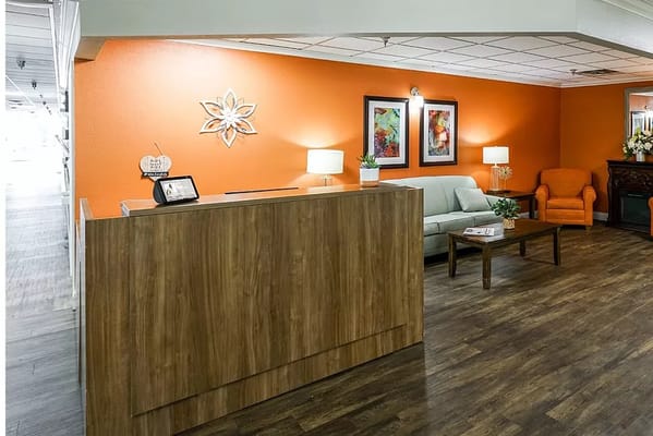 Welcoming lobby area with seating and decor