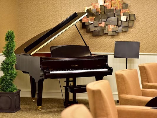 Interior view of a piano in a common area