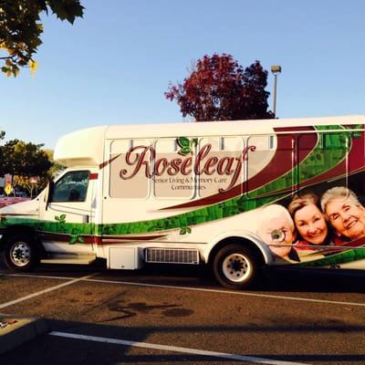 Roseleaf Gardens senior living transport bus parked