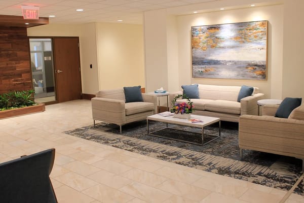 Common area with comfortable seating and art
