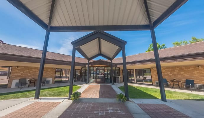 Entrance of Sandstone North Park facility with well-defined architecture