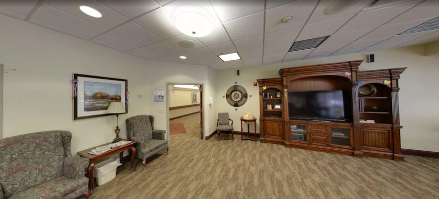 Comfortable seating area with a television in the living room