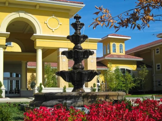 Fountain in front of a senior living facility