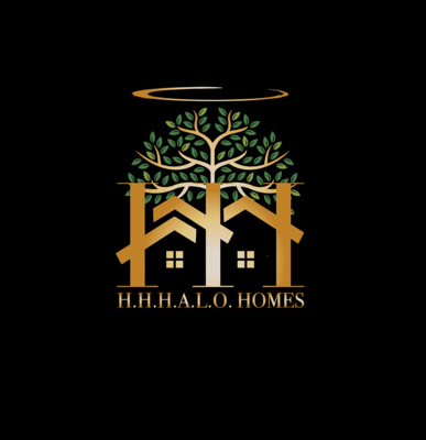 Logo of Holistic Health Haven Aggregate Living Oasis featuring stylized houses and a tree.