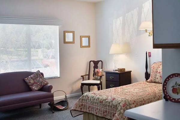 Cozy private resident room with floral decor
