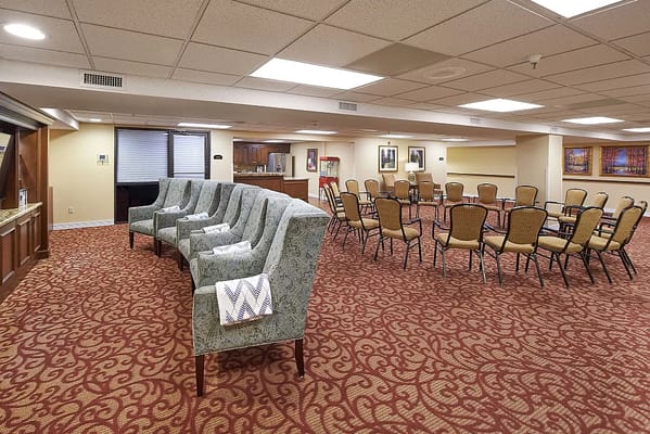 Common area with seating and dining tables