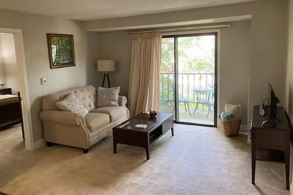 Bright and welcoming interior of a living room in a senior facility
