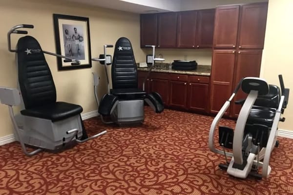 Exercise equipment in a fitness area