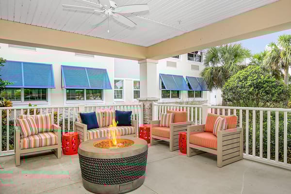 Cozy outdoor seating area with a fire pit