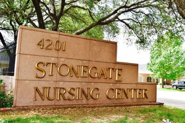 Sign indicating Stonegate Nursing Center