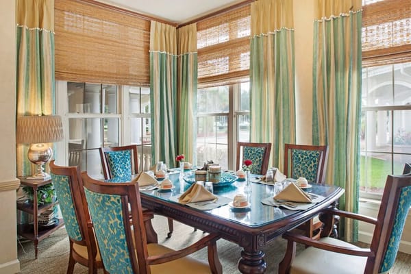 Elegant dining room set for a meal