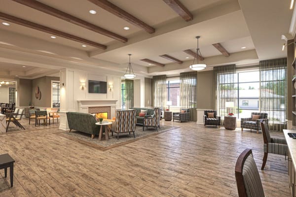 Spacious and modern lobby with comfortable seating