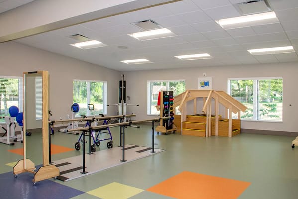 Rehabilitation therapy room with equipment