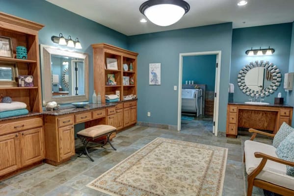 Interior view of a cozy common area with furniture