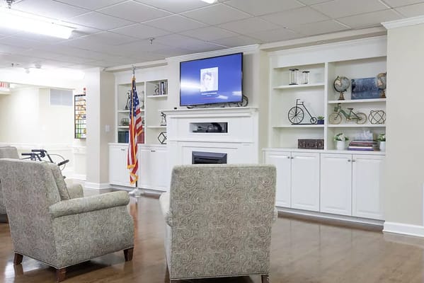 Comfortable lounge with seating and a television