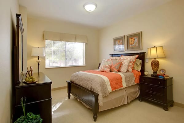 Comfortable bedroom with a bed and nightstands