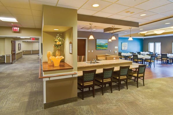 Interior dining room with seating and decor