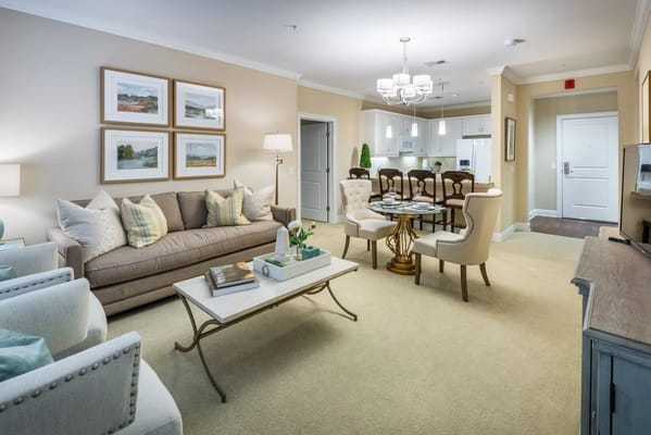 Bright common area with comfortable seating