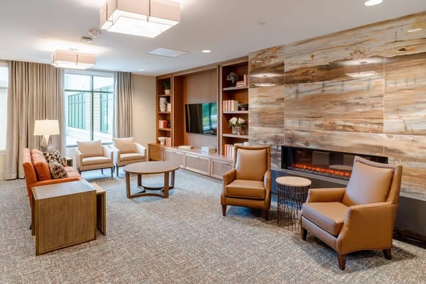 Bright common area with comfortable seating and modern decor