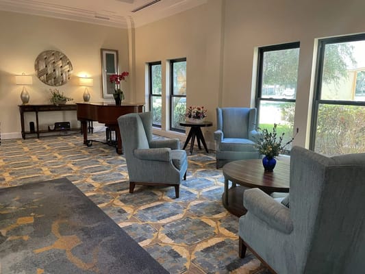 Welcoming common area with seating and natural light