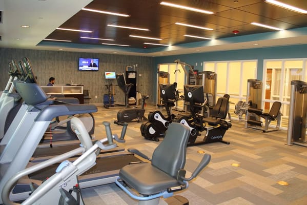 Interior view of a fitness area with exercise equipment