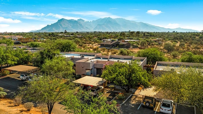 Overview of The Fountains at La Cholla with mountain backdrop