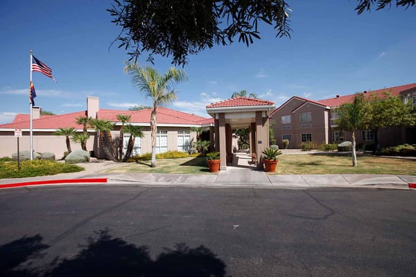 Entrance of The Gardens of Scottsdale senior living facility