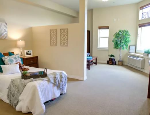 Spacious private resident room with natural light