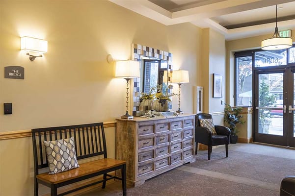 Interior common area with seating and natural light