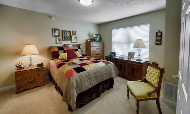 Cozy resident's bedroom with personal touches