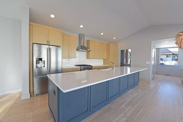 Bright and spacious kitchen with modern appliances and an island